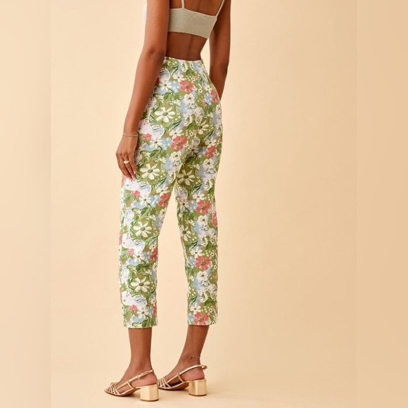 NWOT Reformation Pinegrove Highrise Crop Linen Pants Floral Print Size 6P - Picture 3 of 6